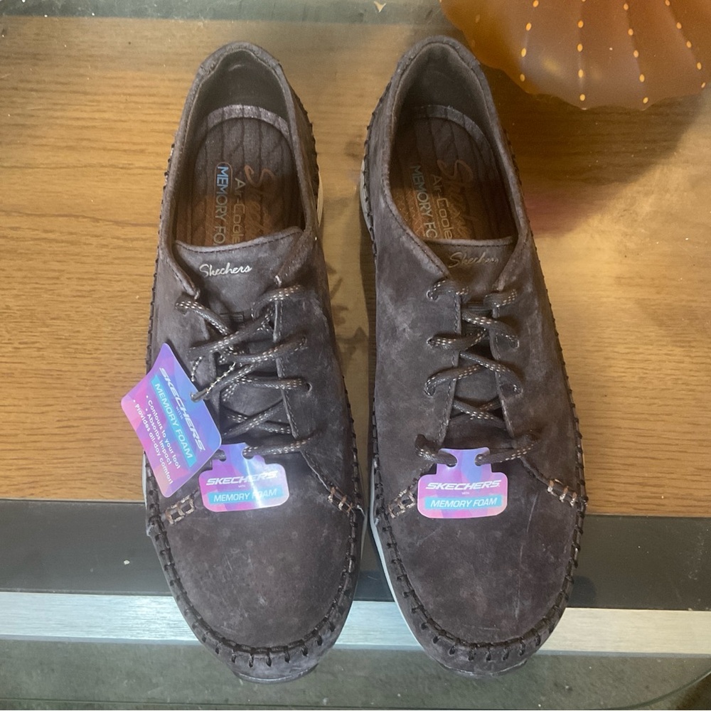 SKECHERS WOMENS  SEAGER-PROSPECT-MOC TOE WHIPSTITCHED LACE UP SNEAKERS 9.5 NEW - Picture 4 of 7